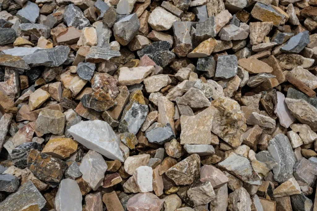 Pile of angular, chipped rock pieces