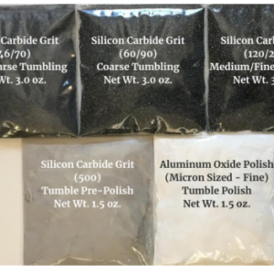 Rock tumbling grit kit for full-spectrum lapidary processing in a rotary tumbler