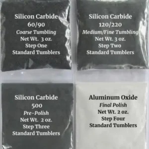 Rock tumbling grit and polish kit for standard rotary tumblers