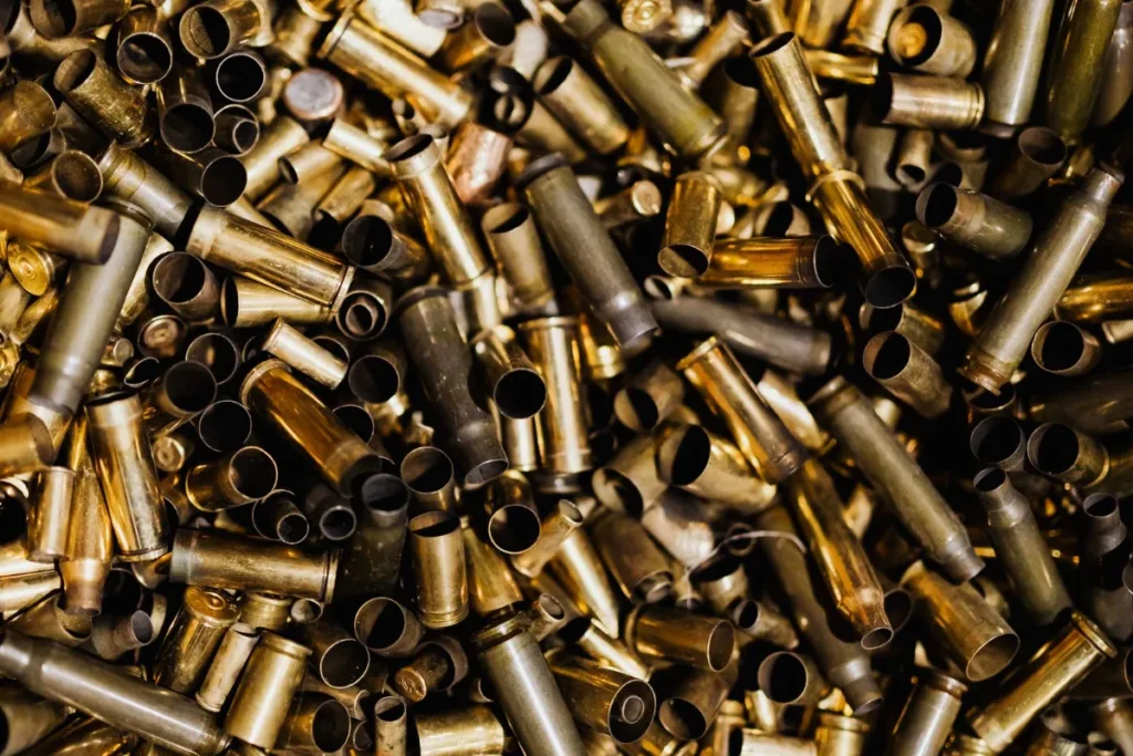Pile of spent brass casings before cleaning