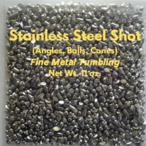 Bag of stainless steel tumbling shot jeweler’s mix with angles, balls and cones, 11 oz